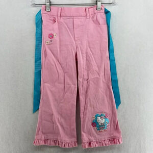 Hello Kitty Pants Kids Sz L (6X) Pink Embroidered Wide-Leg Ruffle Hem Stretch